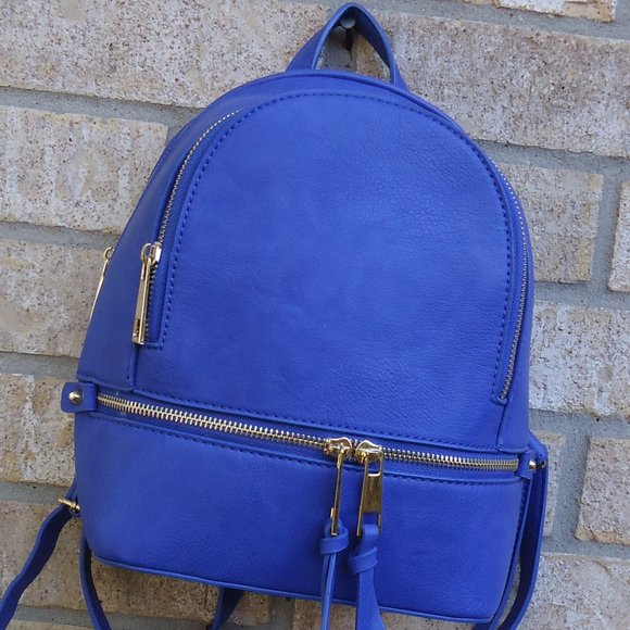 Mini backpack purse with gold tone zippers. main image 5
